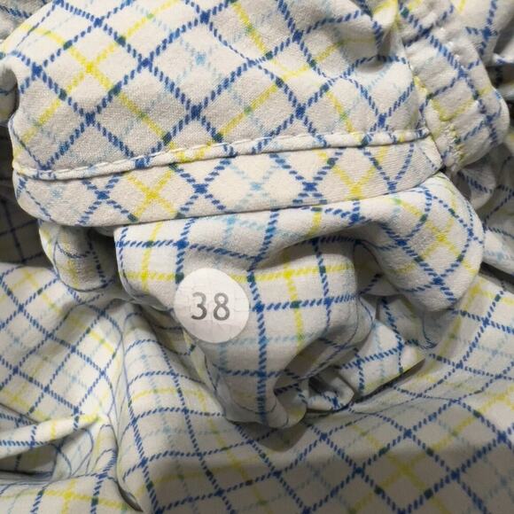 Lululemon Shorts Mens Sz 38 White Plaid Swim Trunks Board White Yellow Blue - Picture 7 of 8